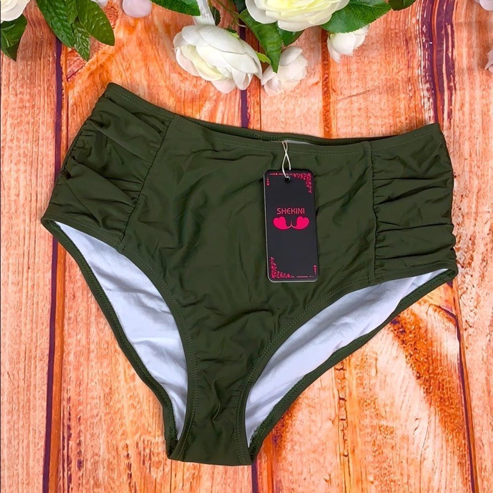 NWT Shekini High Waisted Swim Bikini Bottoms 1610